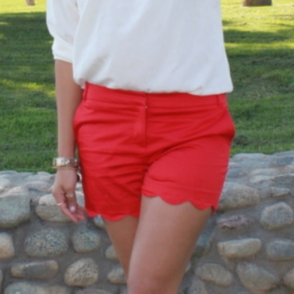 J. Crew Pants - J. Crew Scallop Edge shorts Red Size 6
